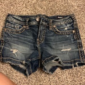 Silver Distressed Jean Short